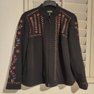 Dennis Basso Black embroidered jacket blazer